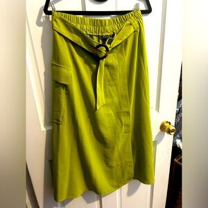 green skirt with belt